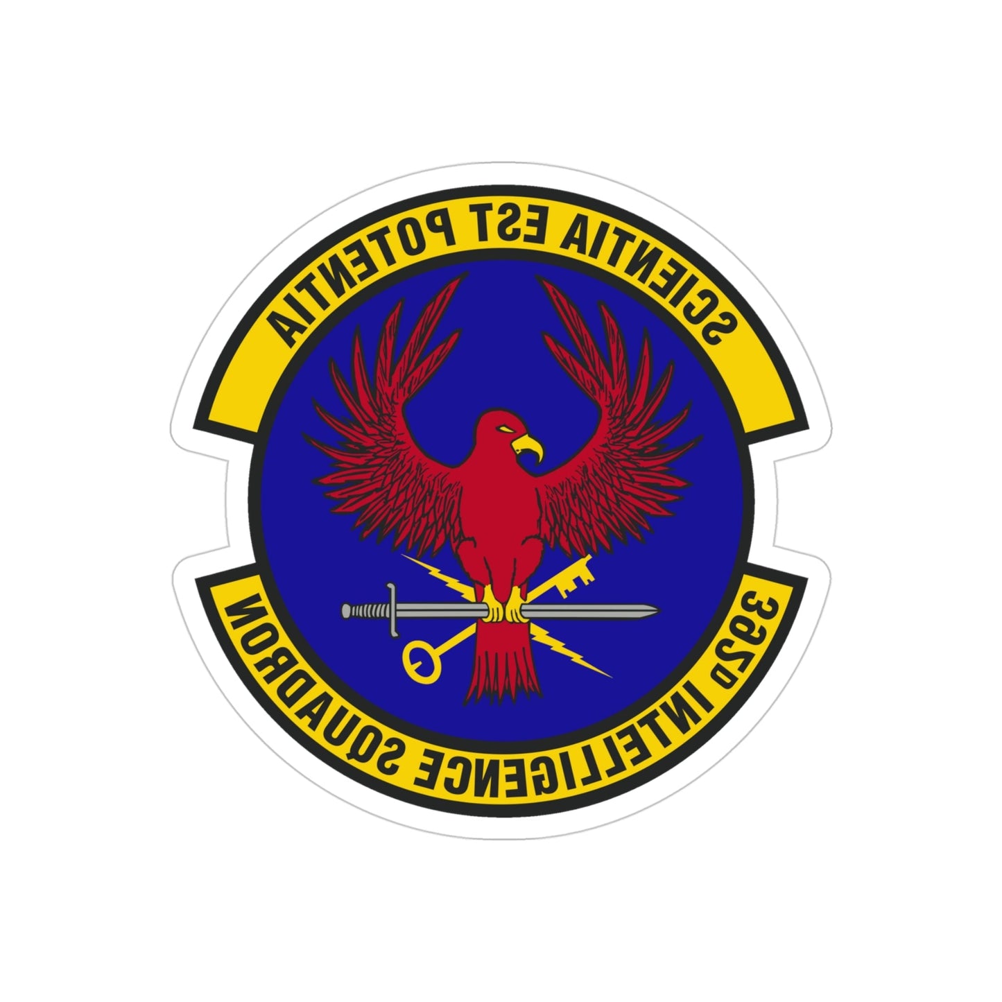 392 Intelligence Squadron ACC (U.S. Air Force) REVERSE PRINT Transparent STICKER-4" × 4"-The Sticker Space