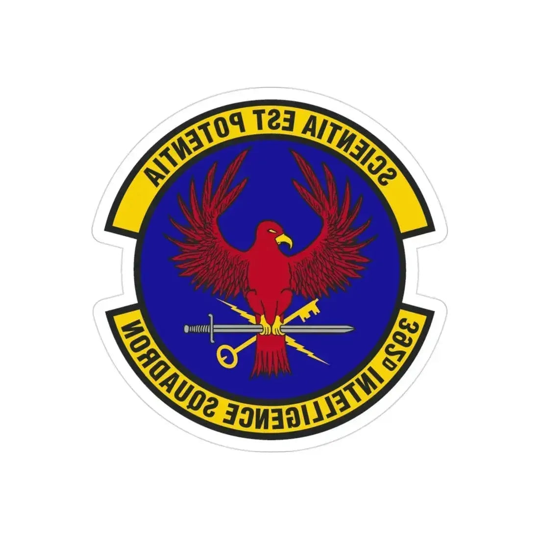 392 Intelligence Squadron ACC (U.S. Air Force) REVERSE PRINT Transparent Die-Cut STICKER 3 Inch Die-Cut Transparent - The Sticker Space