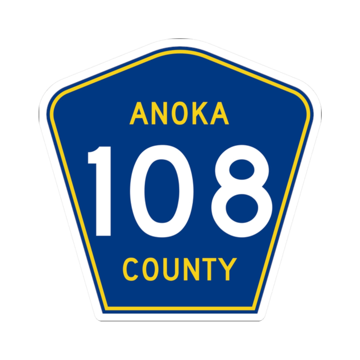 Anoka County 108 (Minnesota) (Road Sign) STICKER Vinyl Kiss-Cut Decal