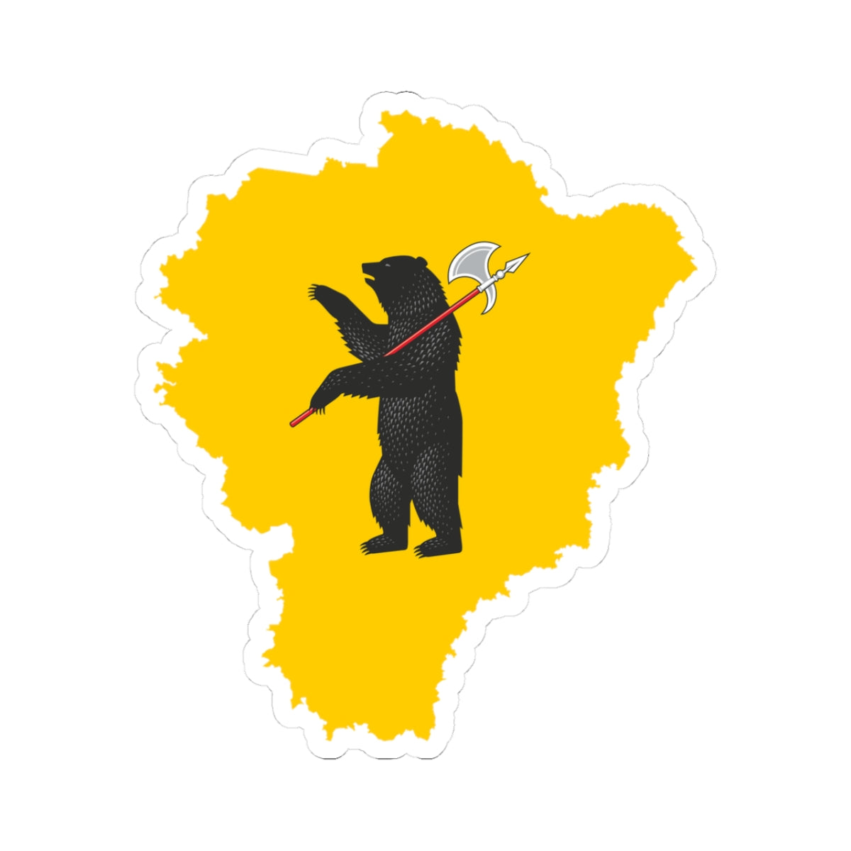 Flag-map of Yaroslavl Oblast (Russia) STICKER Vinyl Kiss-Cut Decal