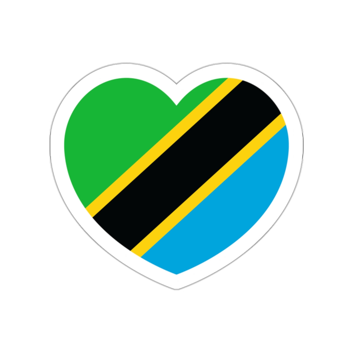 Heart Flag of Tanzania - STICKER Vinyl Die-Cut Decal