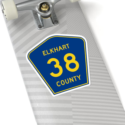Elkhart County Road 38 IN (Indiana) (Road Sign) STICKER Vinyl Kiss-Cut Decal