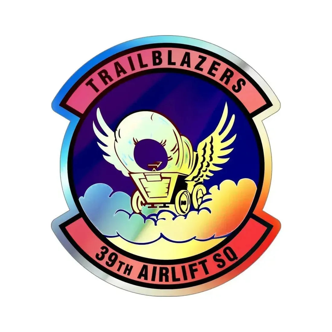 39th Airlift Squadron (U.S. Air Force) Holographic STICKER Die-Cut Vinyl Decal 5 Inch Holographic - The Sticker Space
