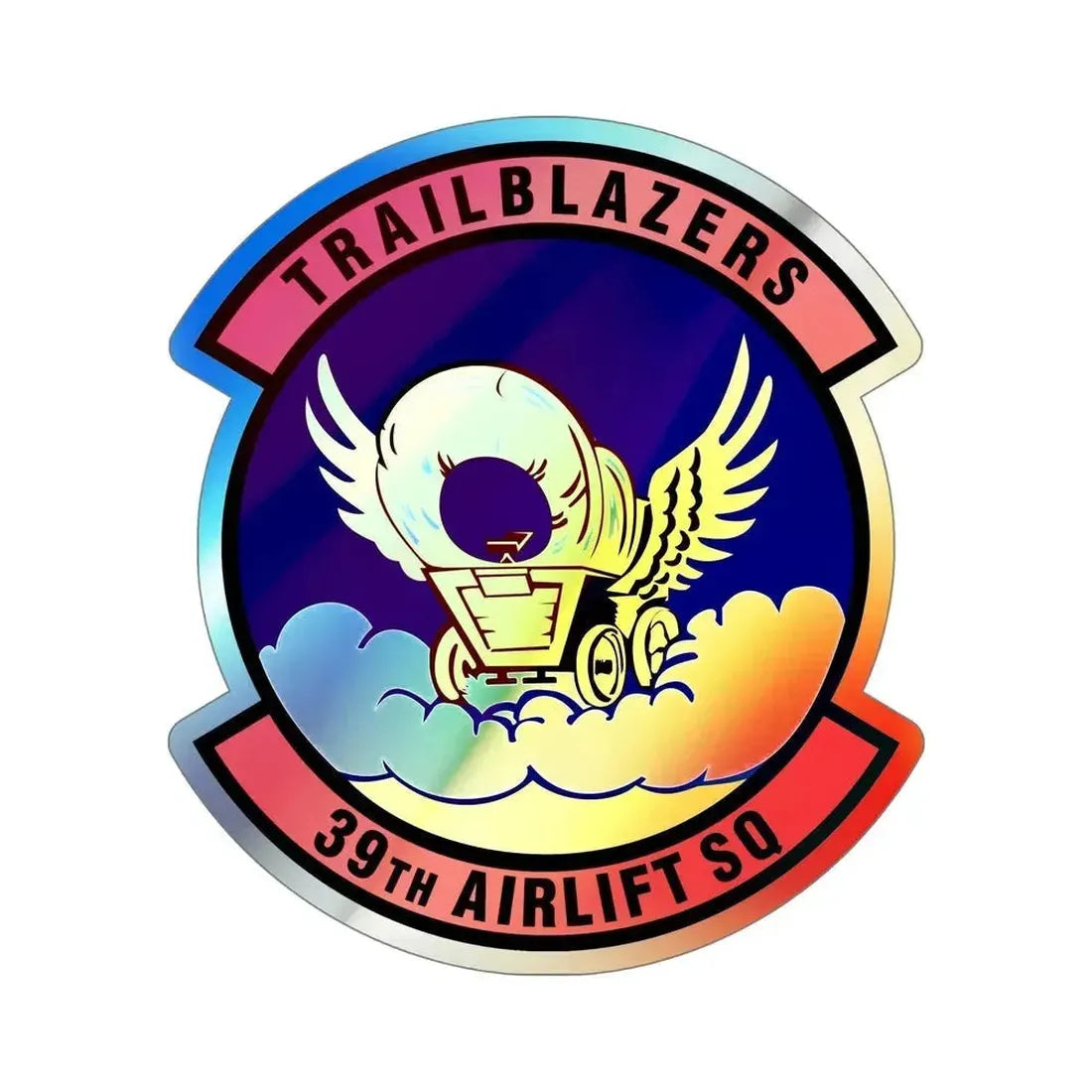 39th Airlift Squadron (U.S. Air Force) Holographic STICKER Die-Cut Vinyl Decal 6 Inch Holographic - The Sticker Space
