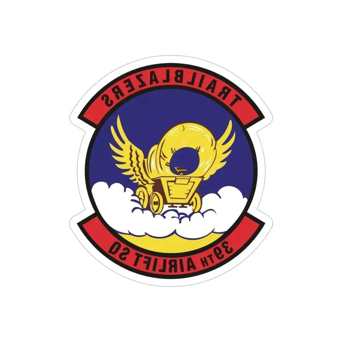 39th Airlift Squadron (U.S. Air Force) REVERSE PRINT Transparent Die-Cut STICKER 5 Inch Die-Cut Transparent - The Sticker Space