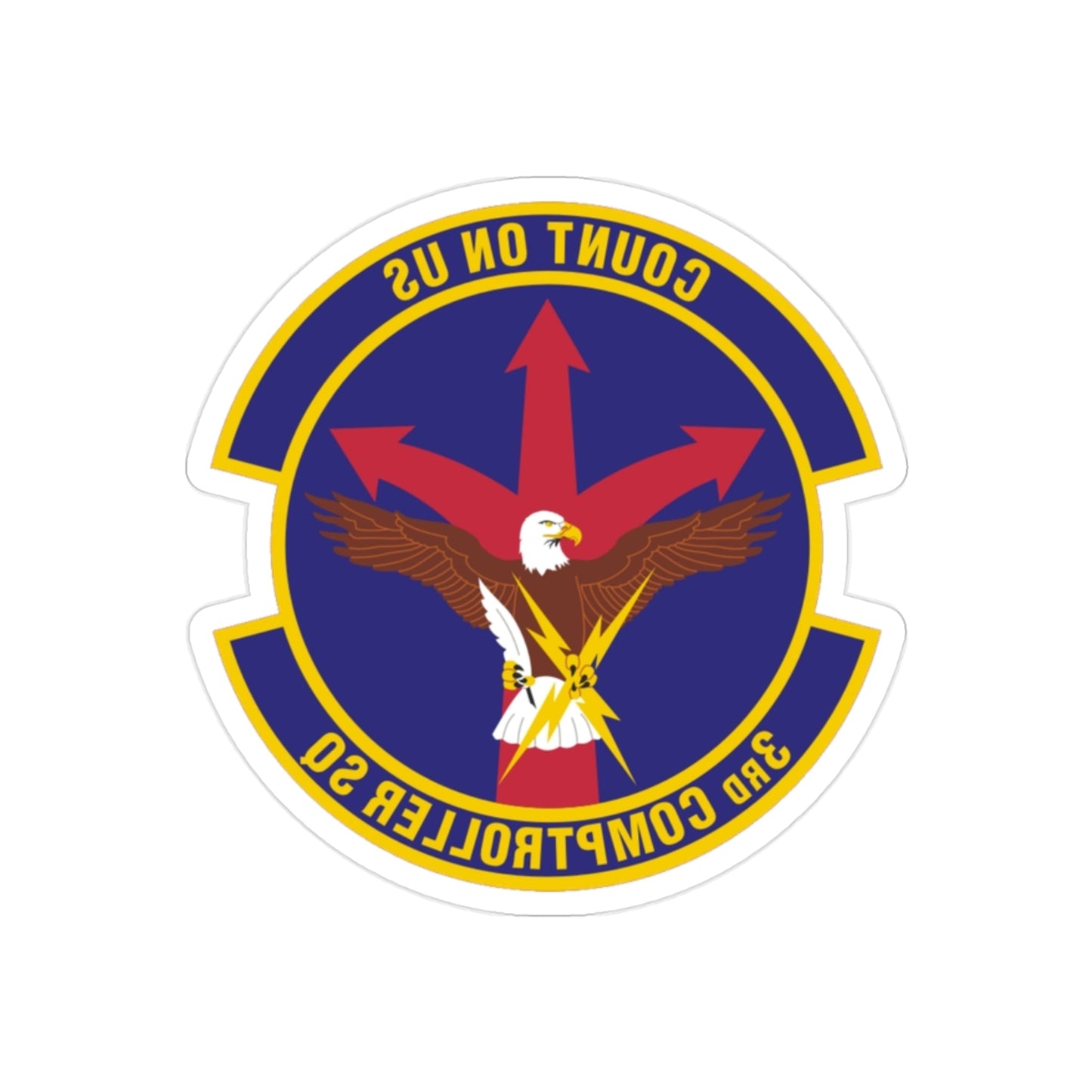 3d Comptroller Squadron (U.S. Air Force) REVERSE PRINT Transparent STICKER-2" × 2"-The Sticker Space