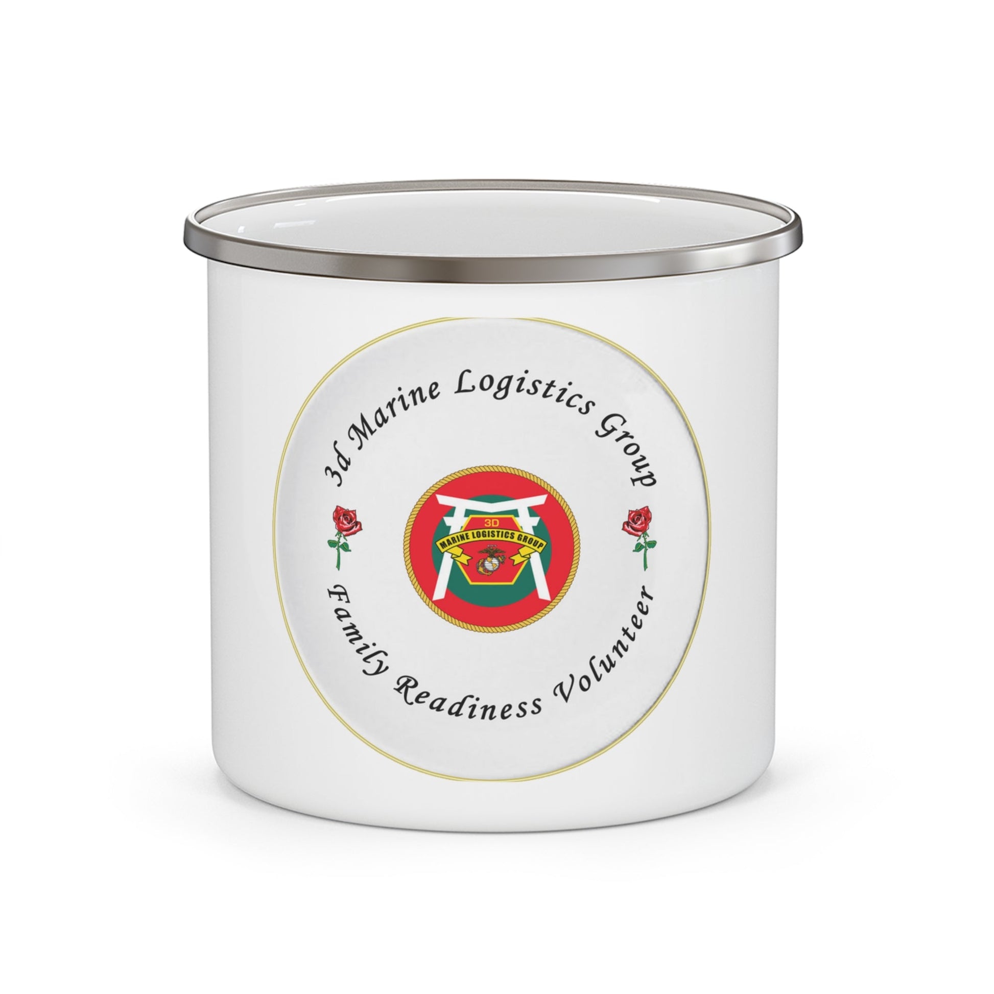 3d Marines Logistics Group Family Readiness Volunteer (USMC) Enamel Mug-12oz-The Sticker Space