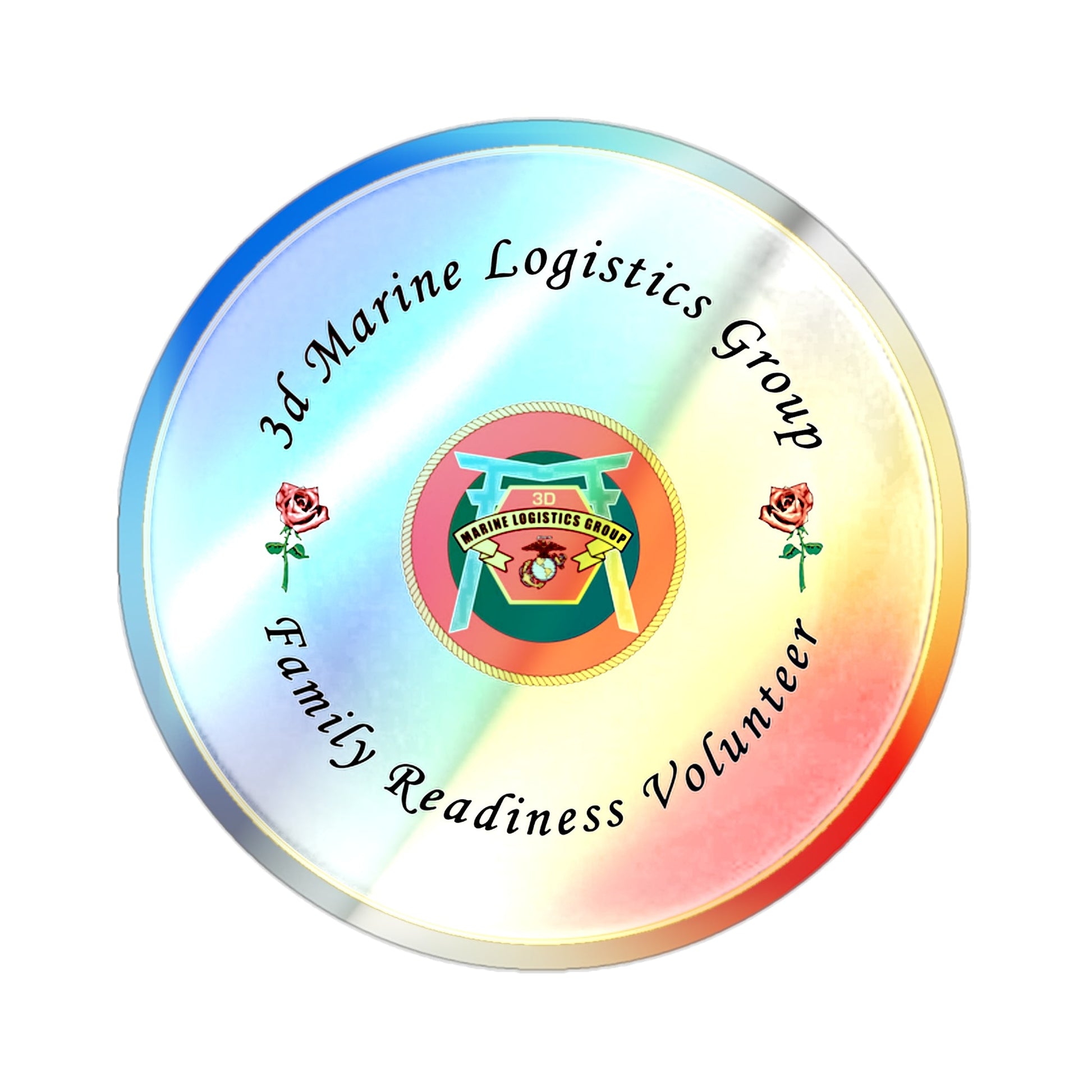 3d Marines Logistics Group Family Readiness Volunteer (USMC) Holographic STICKER Die-Cut Vinyl Decal-2 Inch-The Sticker Space