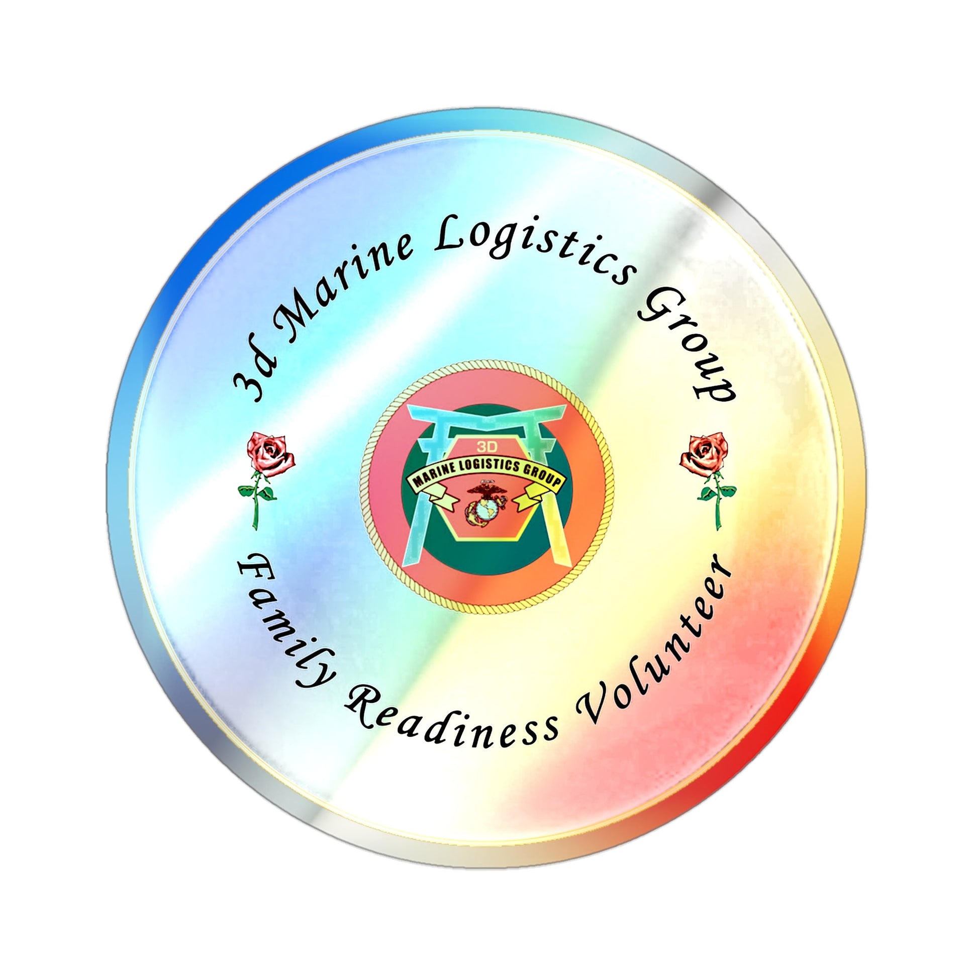 3d Marines Logistics Group Family Readiness Volunteer (USMC) Holographic STICKER Die-Cut Vinyl Decal-3 Inch-The Sticker Space