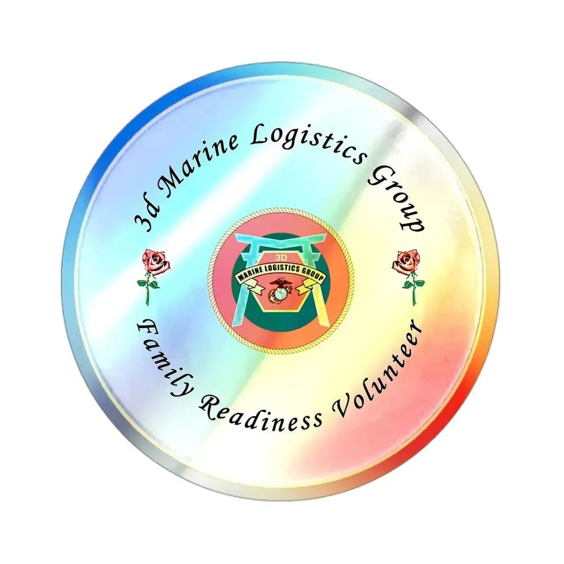 3d Marines Logistics Group Family Readiness Volunteer (USMC) Holographic STICKER Die-Cut Vinyl Decal 3 Inch Holographic - The Sticker Space