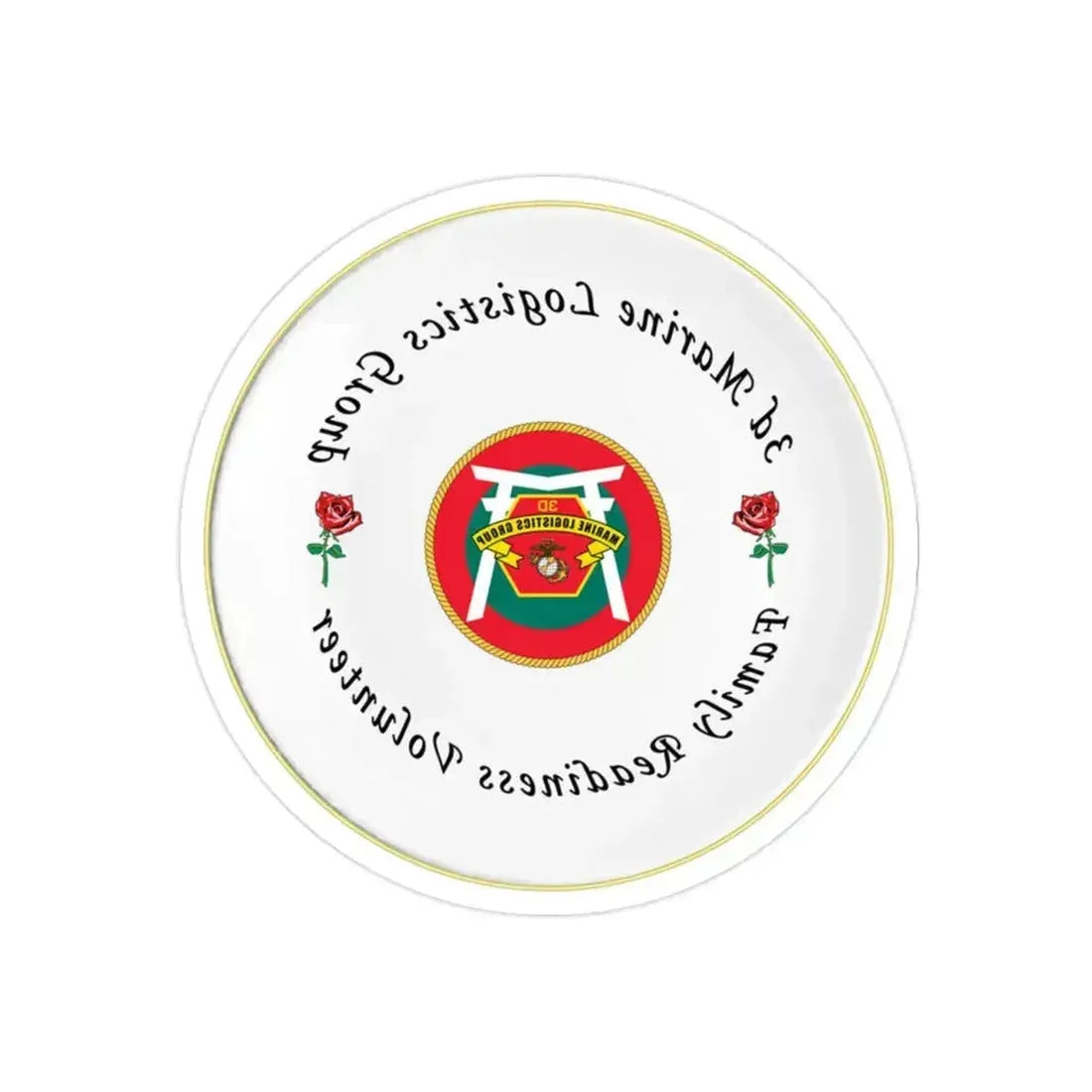 3d Marines Logistics Group Family Readiness Volunteer (USMC) REVERSE PRINT Transparent Die-Cut STICKER - The Sticker Space