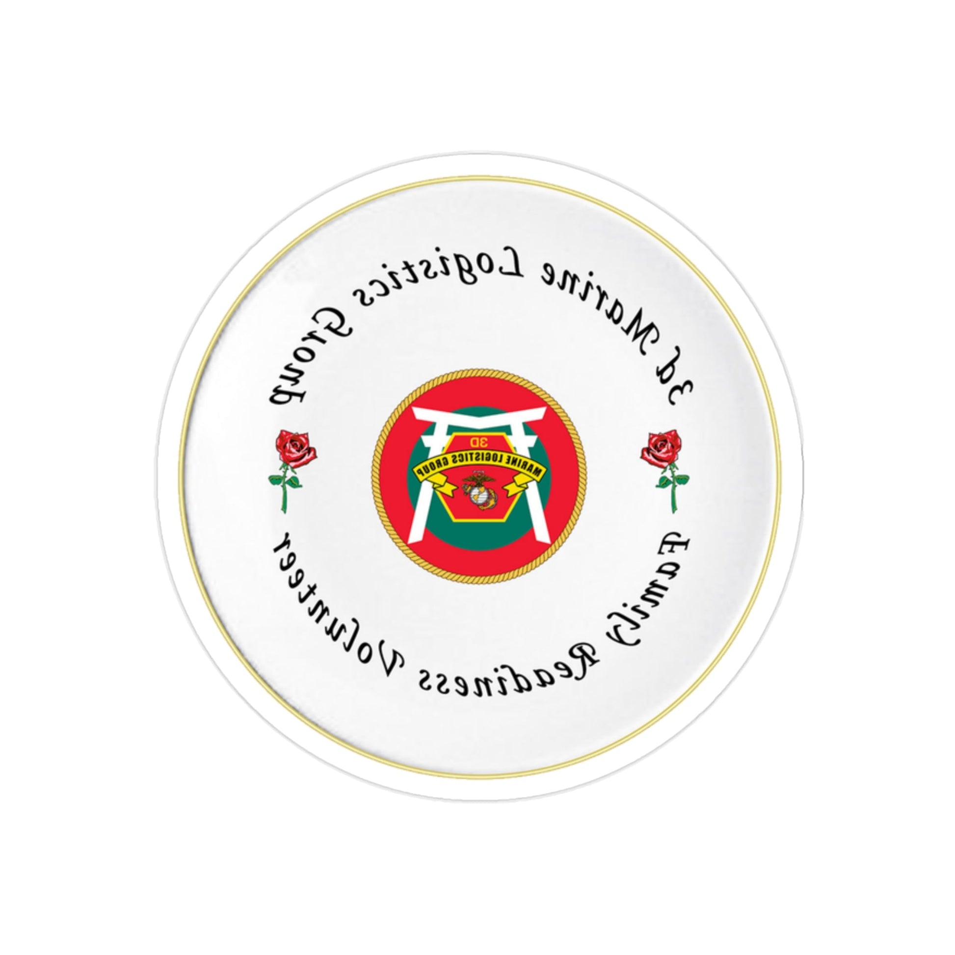 3d Marines Logistics Group Family Readiness Volunteer (USMC) REVERSE PRINT Transparent STICKER-2" × 2"-The Sticker Space