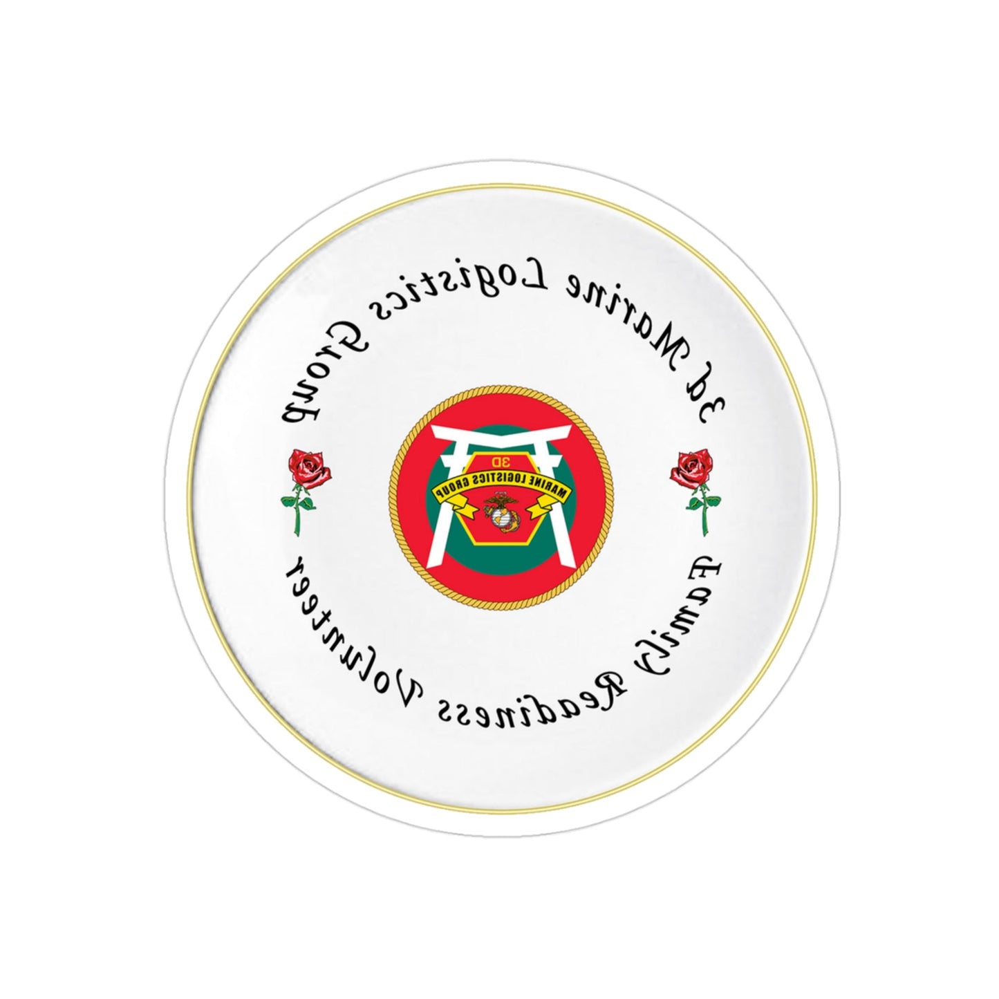 3d Marines Logistics Group Family Readiness Volunteer (USMC) REVERSE PRINT Transparent STICKER-3" × 3"-The Sticker Space