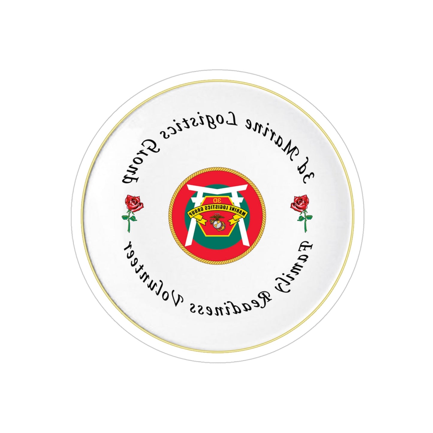 3d Marines Logistics Group Family Readiness Volunteer (USMC) REVERSE PRINT Transparent STICKER-4" × 4"-The Sticker Space