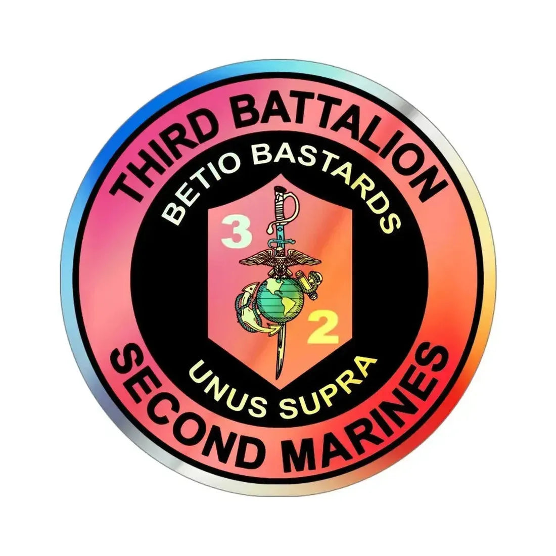 3rd Battaltion 2nd Marines (USMC) Holographic STICKER Die-Cut Vinyl Decal 4 Inch Holographic - The Sticker Space
