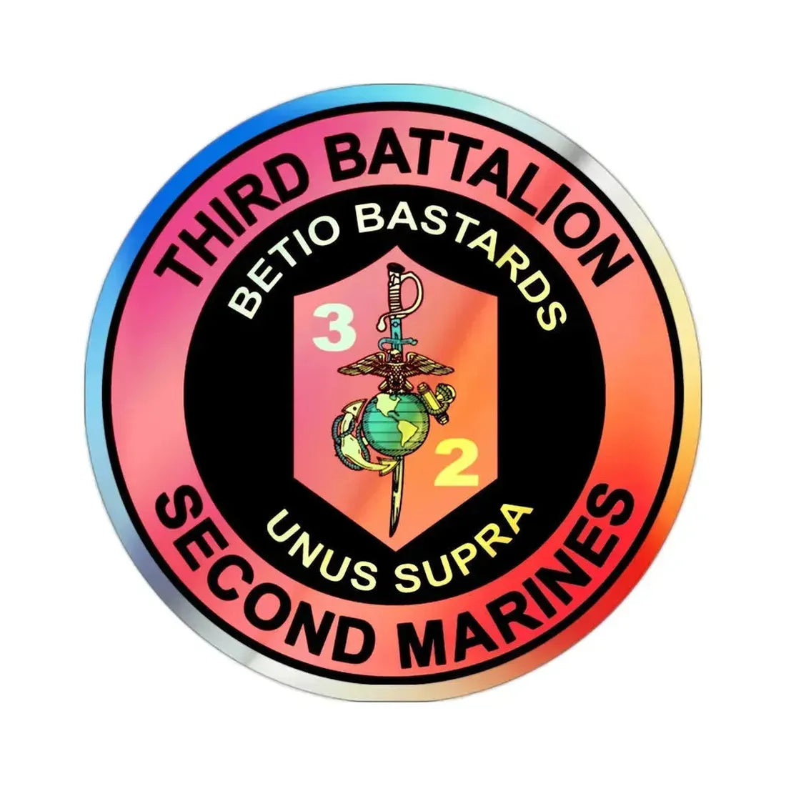 3rd Battaltion 2nd Marines (USMC) Holographic STICKER Die-Cut Vinyl Decal - The Sticker Space