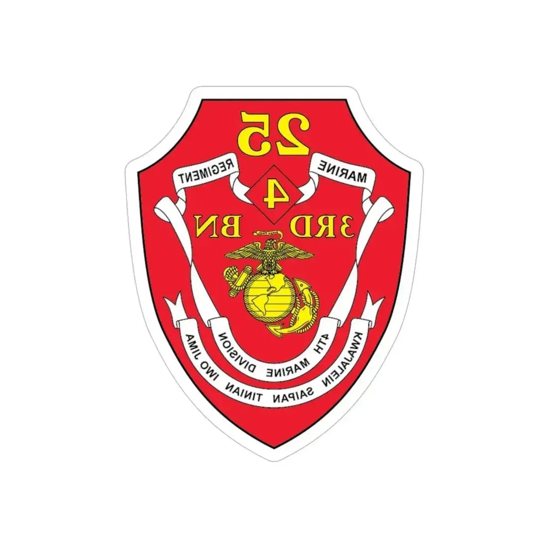 3rd BN 25th Marines 4th Marine Div (USMC) REVERSE PRINT Transparent Die-Cut STICKER 6 Inch Die-Cut Transparent - The Sticker Space