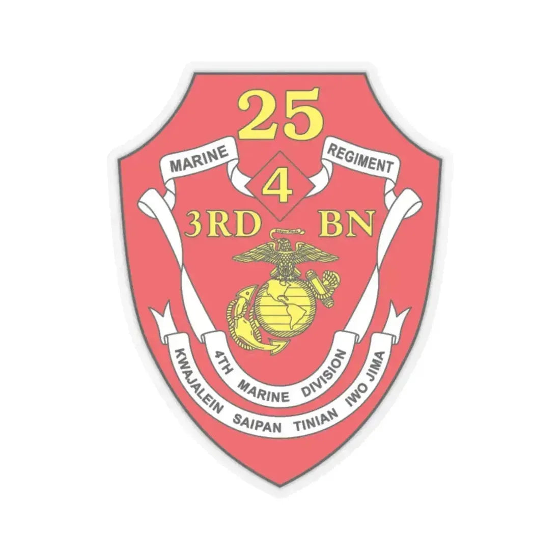 3rd BN 25th Marines 4th Marine Div (USMC) STICKER Vinyl Kiss-Cut Decal 6 Inch Transparent - The Sticker Space