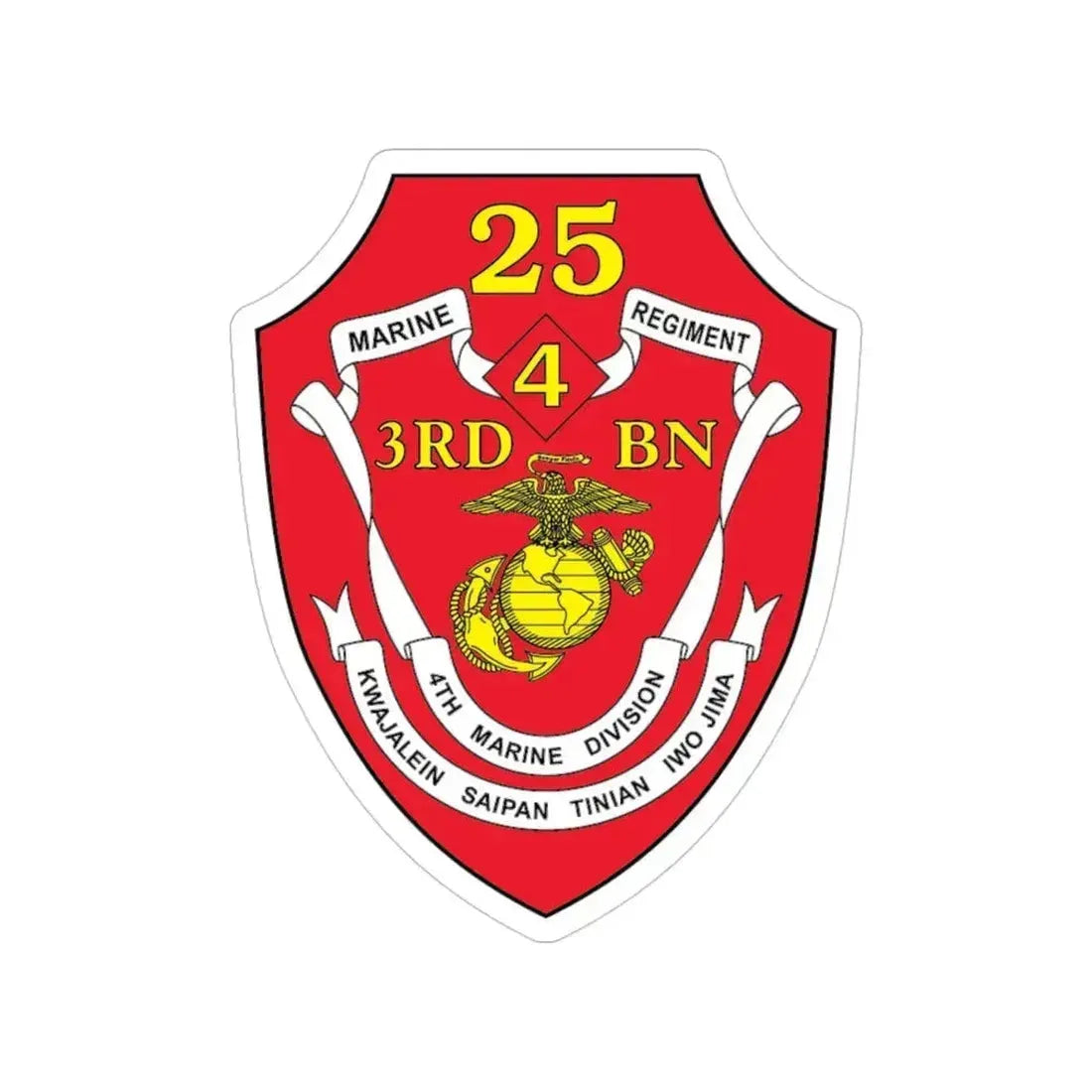 3rd BN 25th Marines 4th Marine Div (USMC) Transparent STICKER Die-Cut Vinyl Decal 4 Inch - The Sticker Space