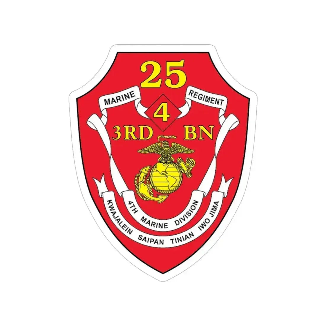 3rd BN 25th Marines 4th Marine Div (USMC) Transparent STICKER Die-Cut Vinyl Decal 5 Inch - The Sticker Space