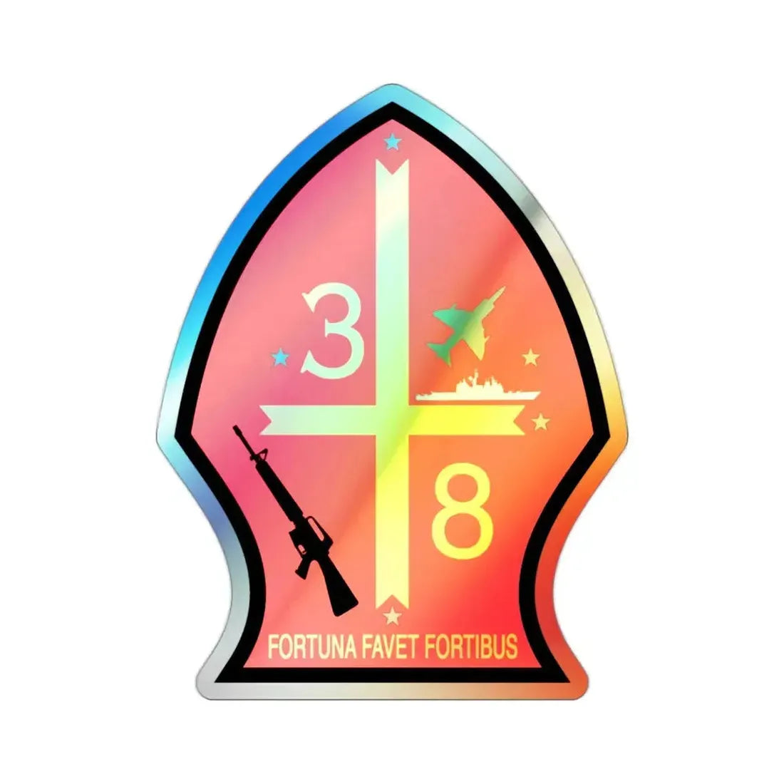 3rd Bn 8th Marines (USMC) Holographic STICKER Die-Cut Vinyl Decal 2 Inch Holographic - The Sticker Space