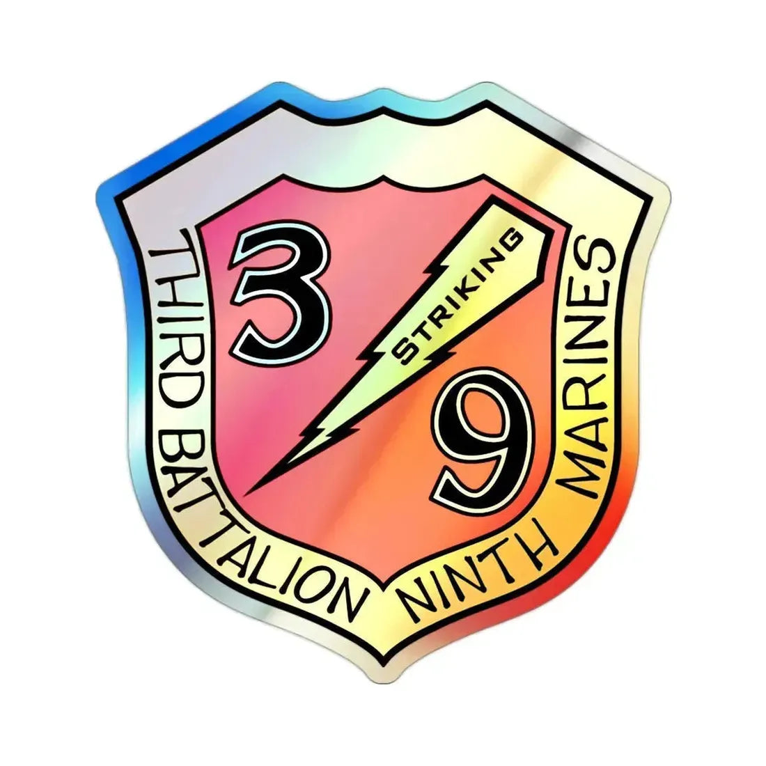 3rd Bn 9th Marines (USMC) Holographic STICKER Die-Cut Vinyl Decal 2 Inch Holographic - The Sticker Space