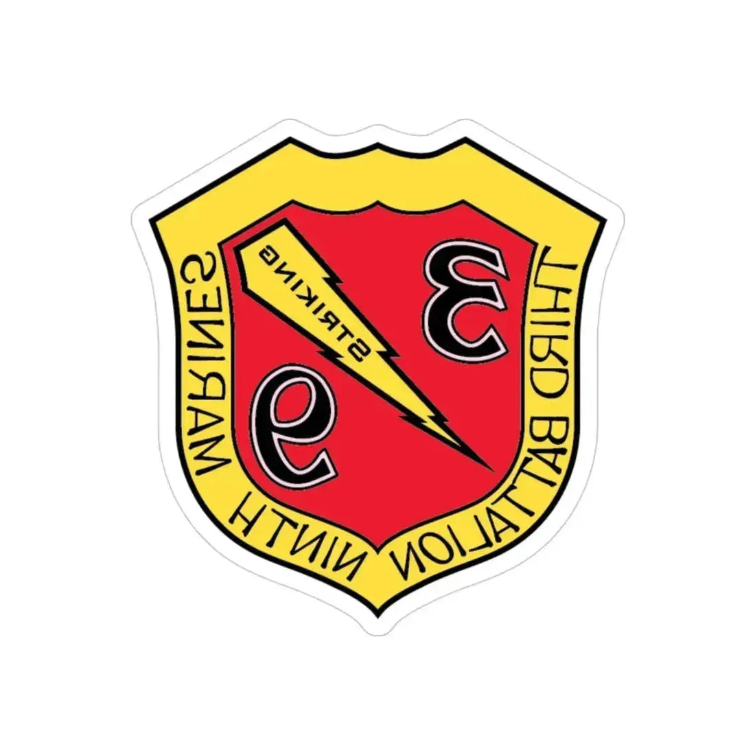 3rd Bn 9th Marines (USMC) REVERSE PRINT Transparent Die-Cut STICKER 3 Inch Die-Cut Transparent - The Sticker Space