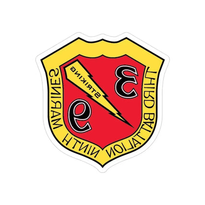 3rd Bn 9th Marines (USMC) REVERSE PRINT Transparent Die-Cut STICKER 3 Inch Die-Cut Transparent - The Sticker Space
