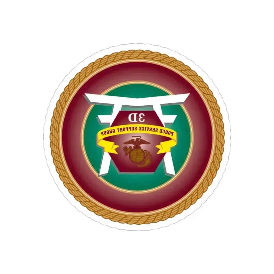 3rd Force Service Support Group 3D FSSG (USMC) REVERSE PRINT Transparent Die-Cut STICKER 4 Inch Die-Cut Transparent - The Sticker Space