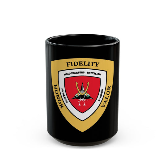 3rd Marine Division HQ Bn (USMC) Black Coffee Mug-15oz-The Sticker Space