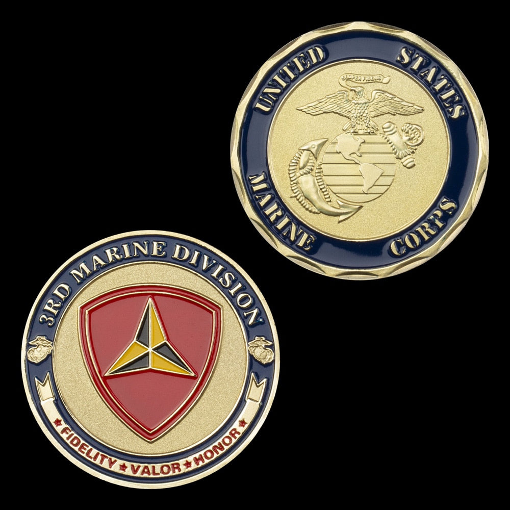 3rd Marine Division (USMC) Gold Plated Challenge Coin