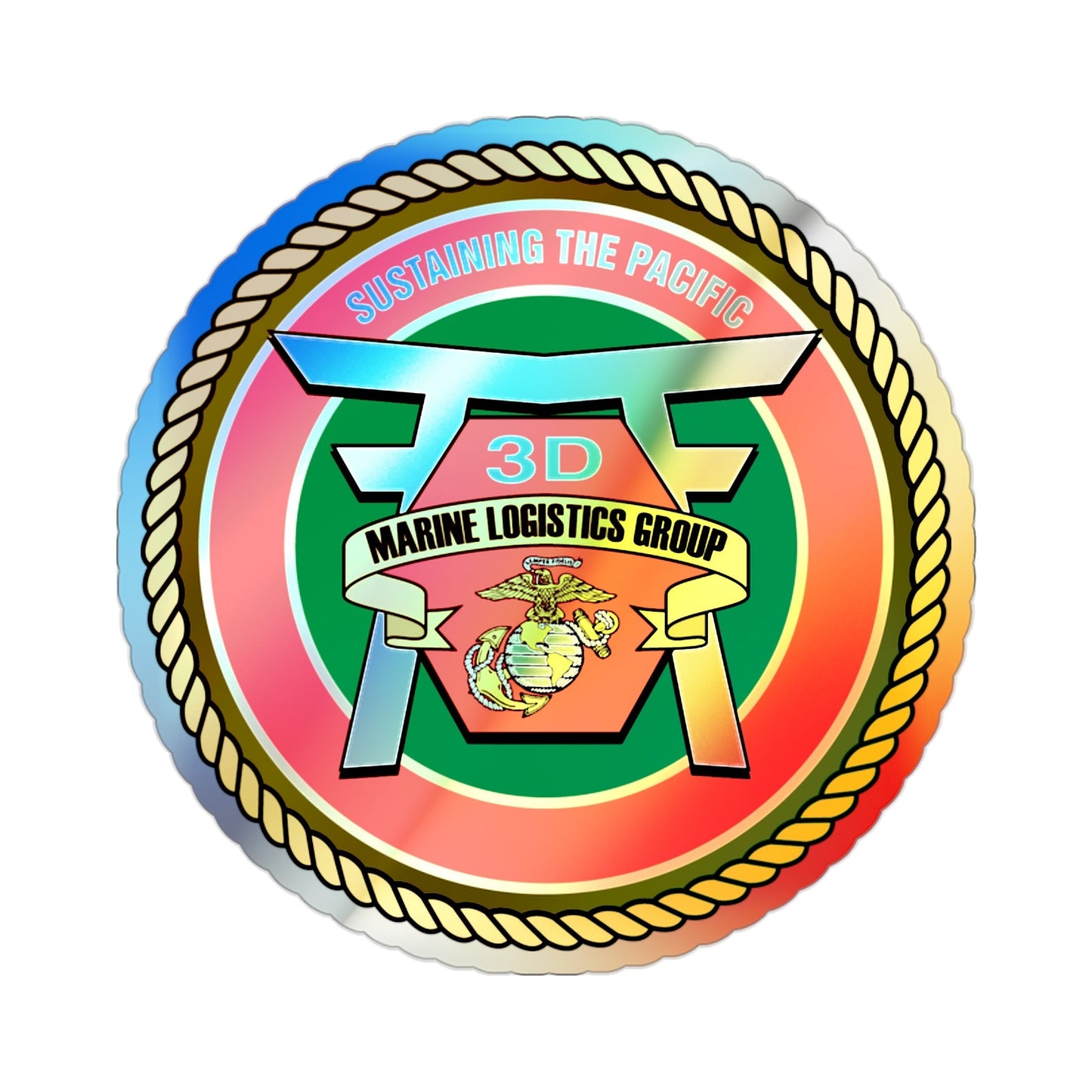 3rd Marines Logistics Group (USMC) Holographic STICKER Die-Cut Vinyl Decal-2 Inch-The Sticker Space