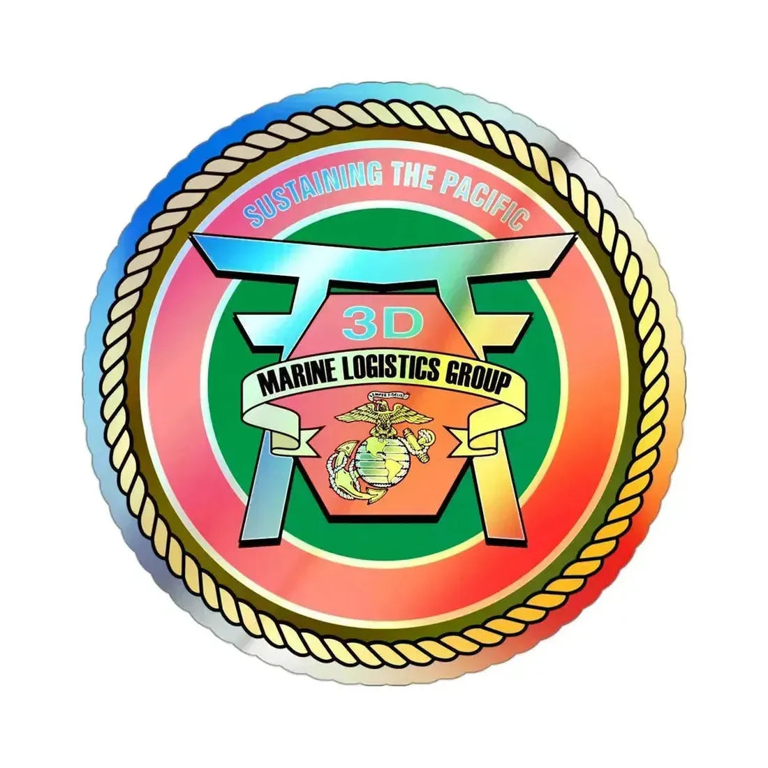 3rd Marines Logistics Group (USMC) Holographic STICKER Die-Cut Vinyl Decal 3 Inch Holographic - The Sticker Space