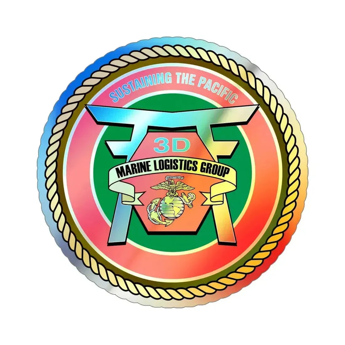 3rd Marines Logistics Group (USMC) Holographic STICKER Die-Cut Vinyl Decal 5 Inch Holographic - The Sticker Space