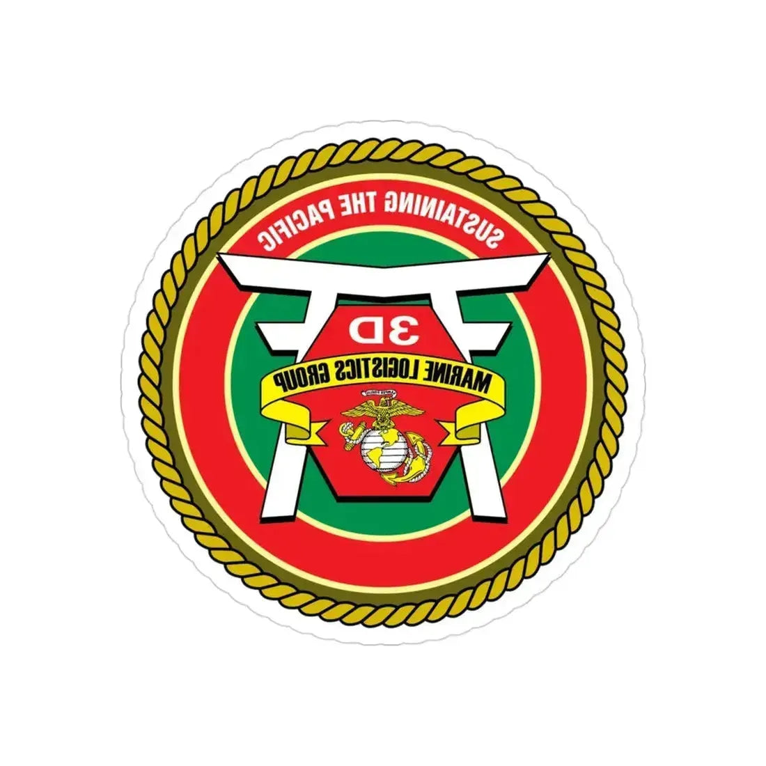 3rd Marines Logistics Group (USMC) REVERSE PRINT Transparent Die-Cut STICKER 3 Inch Die-Cut Transparent - The Sticker Space