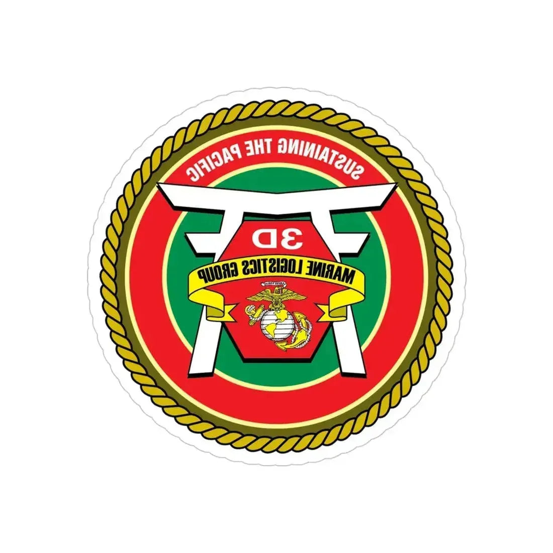 3rd Marines Logistics Group (USMC) REVERSE PRINT Transparent Die-Cut STICKER 4 Inch Die-Cut Transparent - The Sticker Space