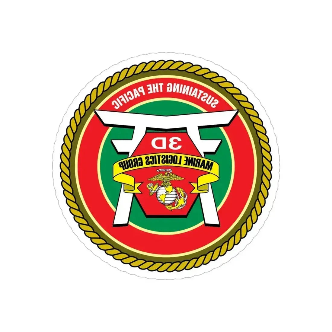 3rd Marines Logistics Group (USMC) REVERSE PRINT Transparent Die-Cut STICKER 5 Inch Die-Cut Transparent - The Sticker Space
