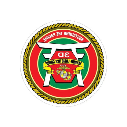 3rd Marines Logistics Group (USMC) REVERSE PRINT Transparent Die-Cut STICKER 5 Inch Die-Cut Transparent - The Sticker Space