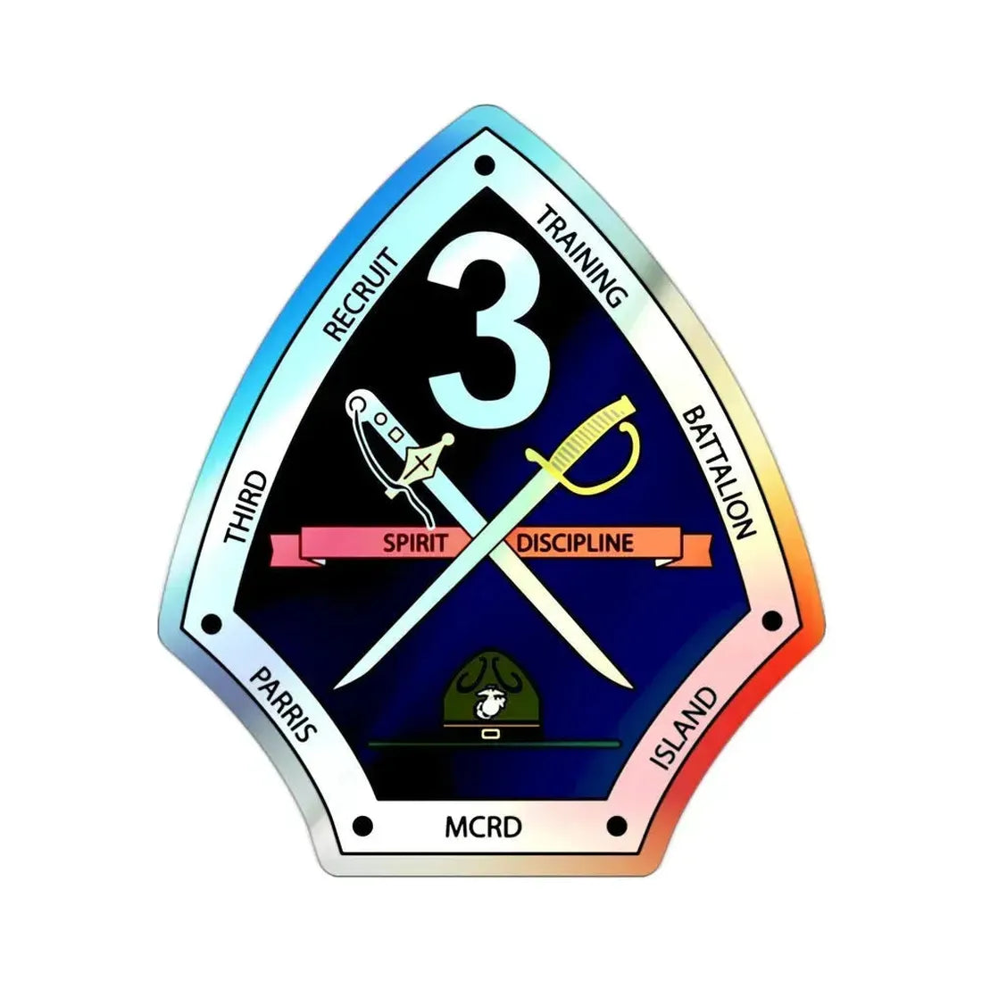 3rd Recruit Training Battalion (USMC) Holographic STICKER Die-Cut Vinyl Decal 2 Inch Holographic - The Sticker Space