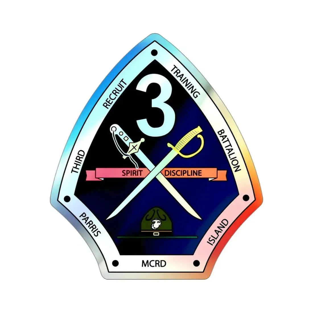 3rd Recruit Training Battalion (USMC) Holographic STICKER Die-Cut Vinyl Decal 3 Inch Holographic - The Sticker Space