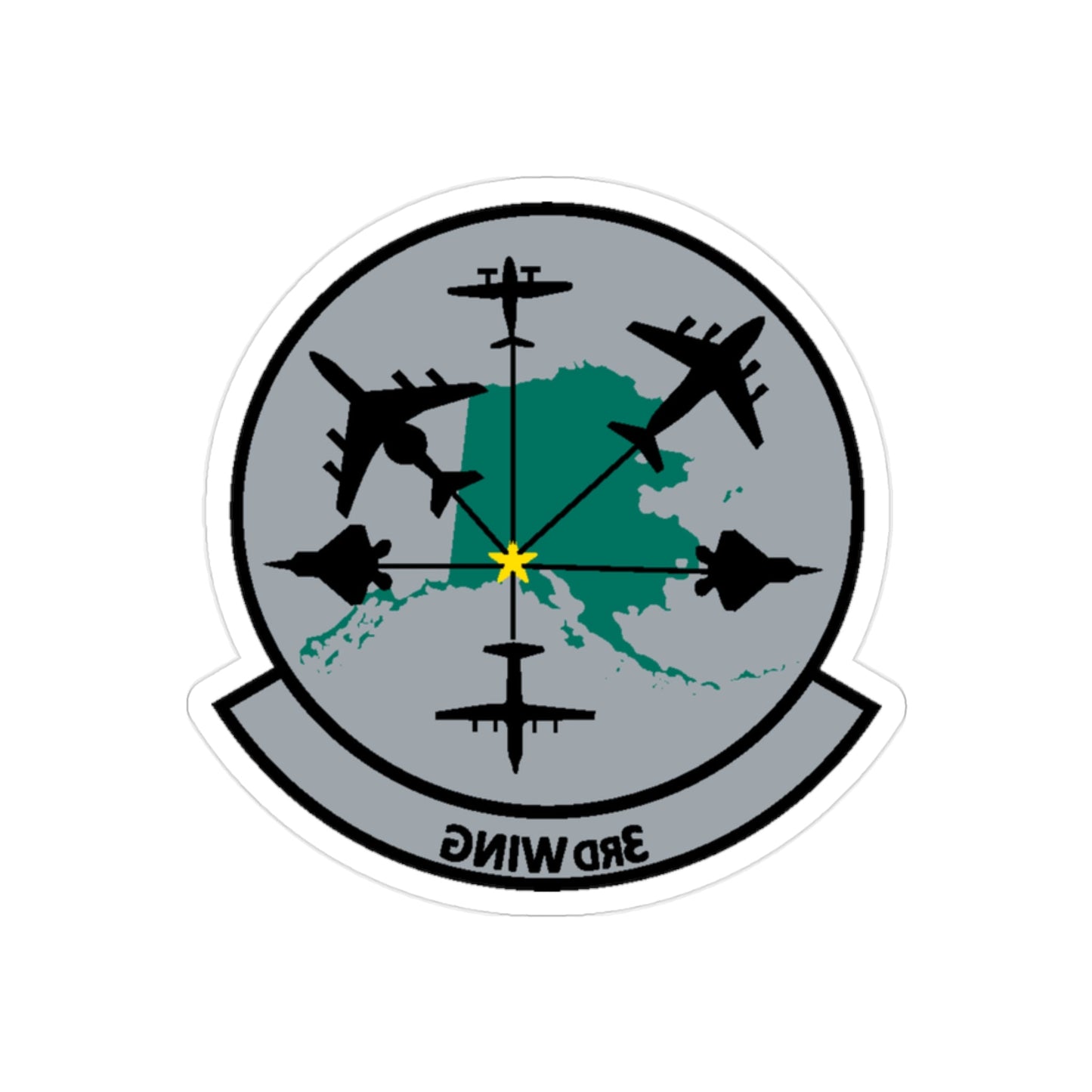 3rd Wing v2 (U.S. Air Force) REVERSE PRINT Transparent STICKER-2" × 2"-The Sticker Space