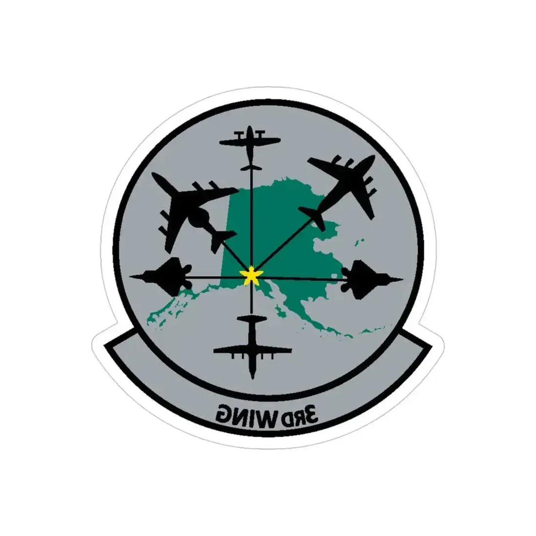 3rd Wing v2 (U.S. Air Force) REVERSE PRINT Transparent Die-Cut STICKER 4 Inch Die-Cut Transparent - The Sticker Space