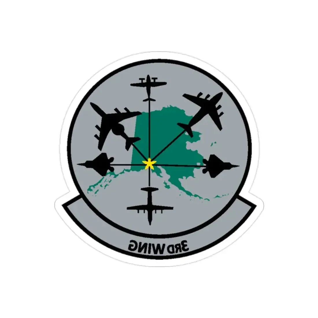 3rd Wing v2 (U.S. Air Force) REVERSE PRINT Transparent Die-Cut STICKER - The Sticker Space