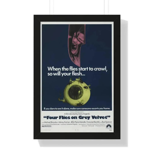 4 FLIES ON GREY VELVET 1971 - Framed Movie Poster 16″ x 24″ Black - The Sticker Space