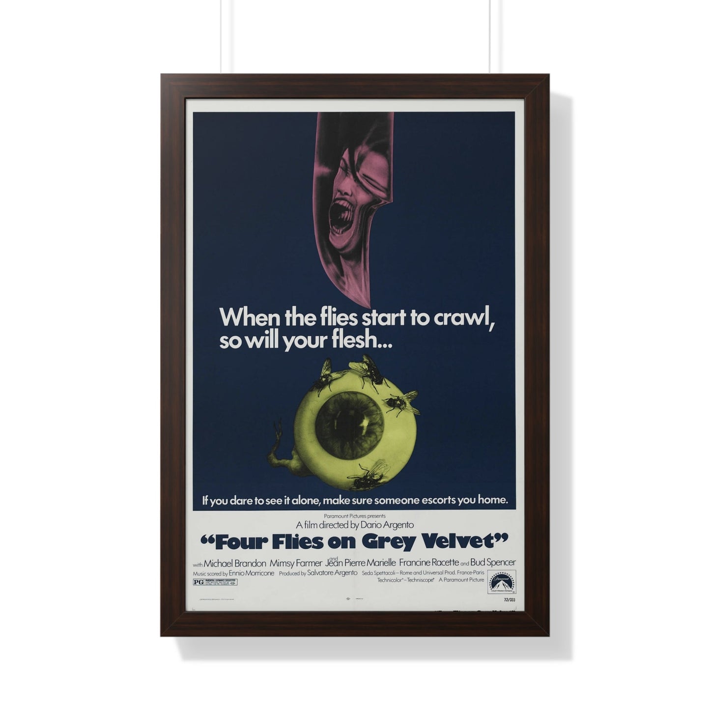 4 FLIES ON GREY VELVET 1971 - Framed Movie Poster-20" x 30"-The Sticker Space