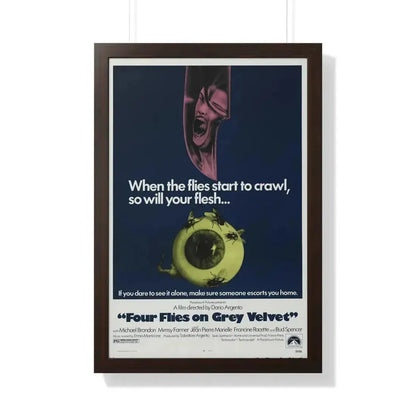 4 FLIES ON GREY VELVET 1971 - Framed Movie Poster 20" x 30" Walnut - The Sticker Space