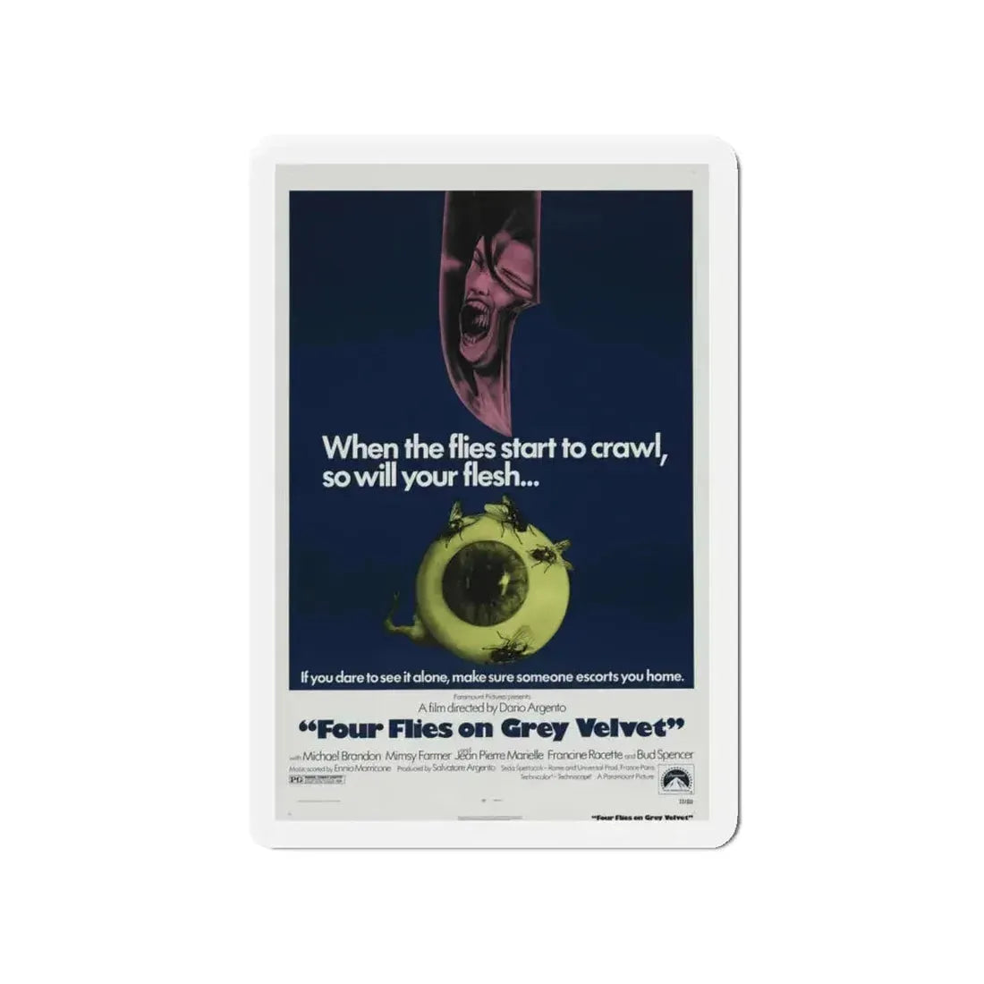 4 FLIES ON GREY VELVET 1971 Movie Poster - Refrigerator Magnet 4 Inch - The Sticker Space