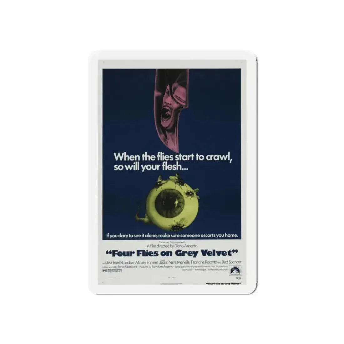 4 FLIES ON GREY VELVET 1971 Movie Poster - Refrigerator Magnet 5 Inch - The Sticker Space