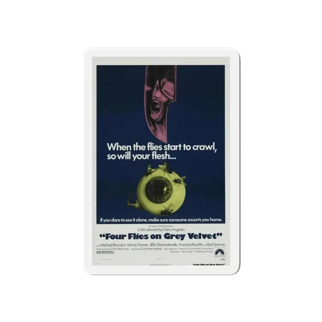 4 FLIES ON GREY VELVET 1971 Movie Poster - Refrigerator Magnet 6 Inch - The Sticker Space