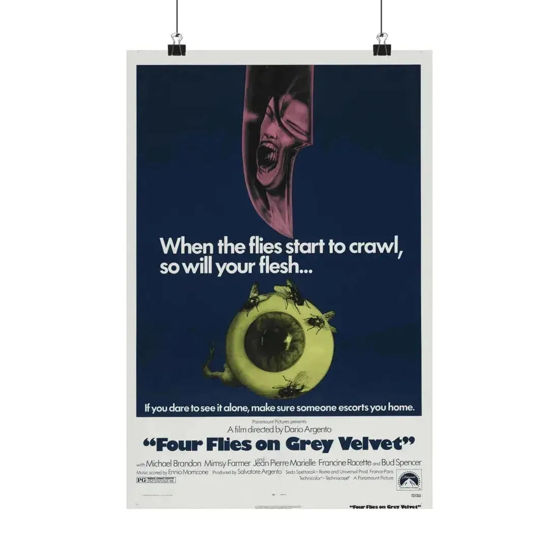 4 FLIES ON GREY VELVET 1971 - Paper Movie Poster 12″ x 18″ Matte - The Sticker Space